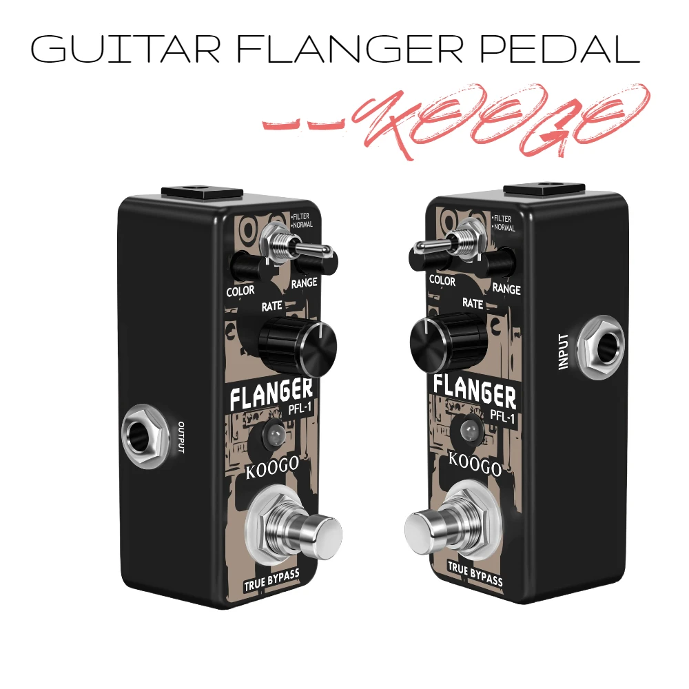 Koogo Guitar Flanger Pedal Ultimate Vintage Effects pedali Analog Flanger Fliter Bass Effector PEL-1 custodia in metallo True Bypass