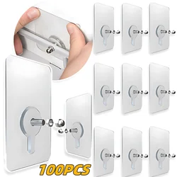 100PCS Screw Hooks Powerful Stickers Non-Punching Hanging Picture Frames Bathroom Organizers Multi-Purpose No Adhesive Marks