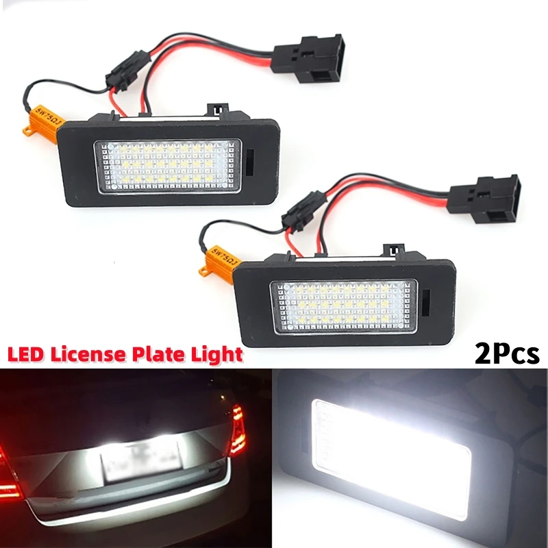 1Pair Car LED License Plate Light with/without Decoder For SKODA Octavia 3 /For Superb B6 /For Rapid /For Yeti /For Fabia 24-SMD