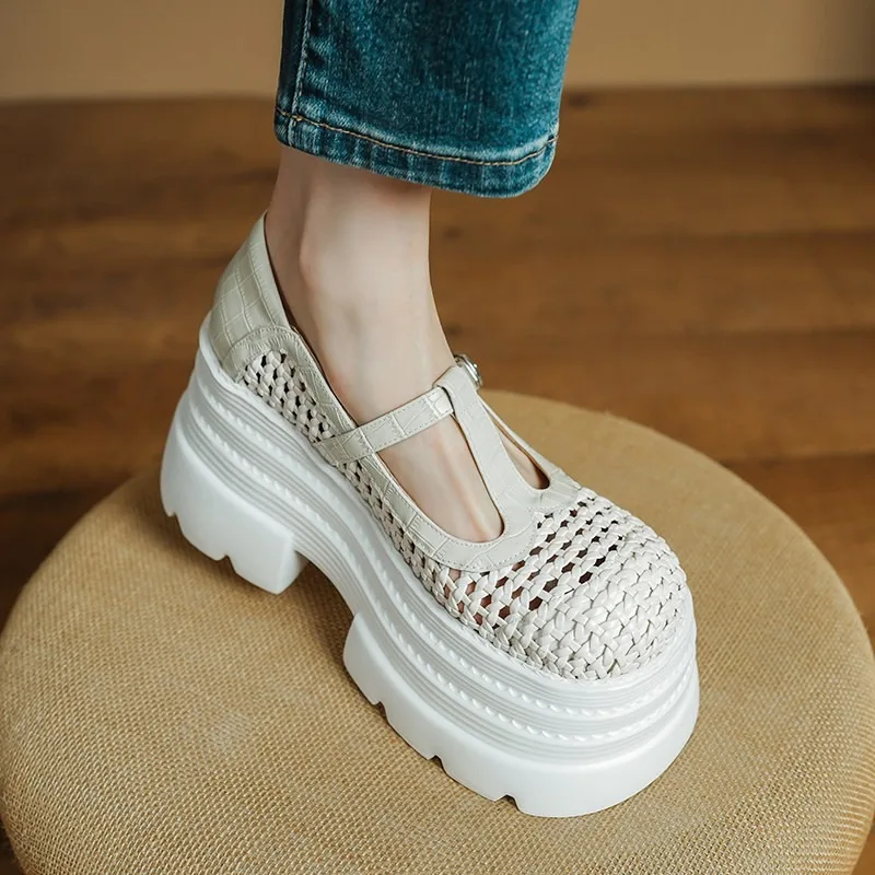 

10CM Synthetic Leather Slip on Slippers New 2026 Summer Platform Bling Sandals Woman ROME High Heels Casual Flip Flops Zapatos