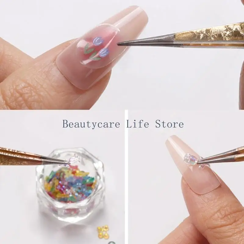 652C Double Ended Tweezers Art Tweezers Pointed Eyelashes Tweezers Stainless Steel Art Tweezers Straight Tips
