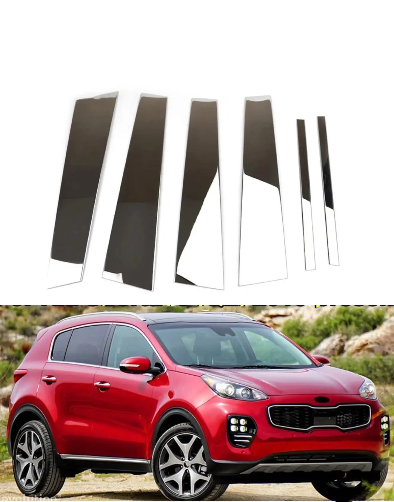 

For Kia Sportage QL 2017 2018 2019 2020 Stainless Chrome Window Pillar Posts Trim Cover Molding Protector Decoration Car Styling