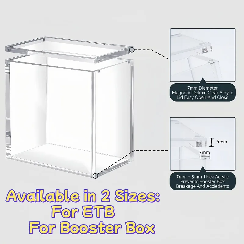 PGY 5 مللي متر حافظة عرض أكريليك قابلة للتكديس لصندوق معزز لـ ETB صندوق إغلاق مغناطيسي شفاف بطاقات التداول المقتنيات صندوق شفاف