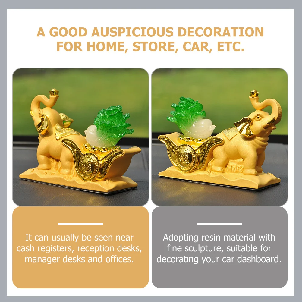 

Elephant Resin Ornament Cabbage Shape Desktop Decor Car Dashboard Decoration Lucky Elephant Craft Car Decor Resin Adornment