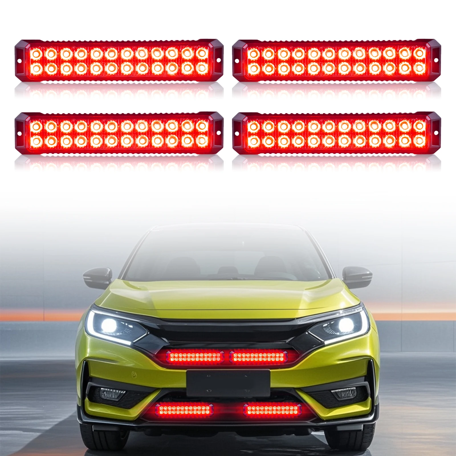 4PCS 24LED 12-24V Strobe Warning Light Tools Waterproof Led Side Accesorios Auto light Tail Lamp 17 Flashing Mode for Car Light