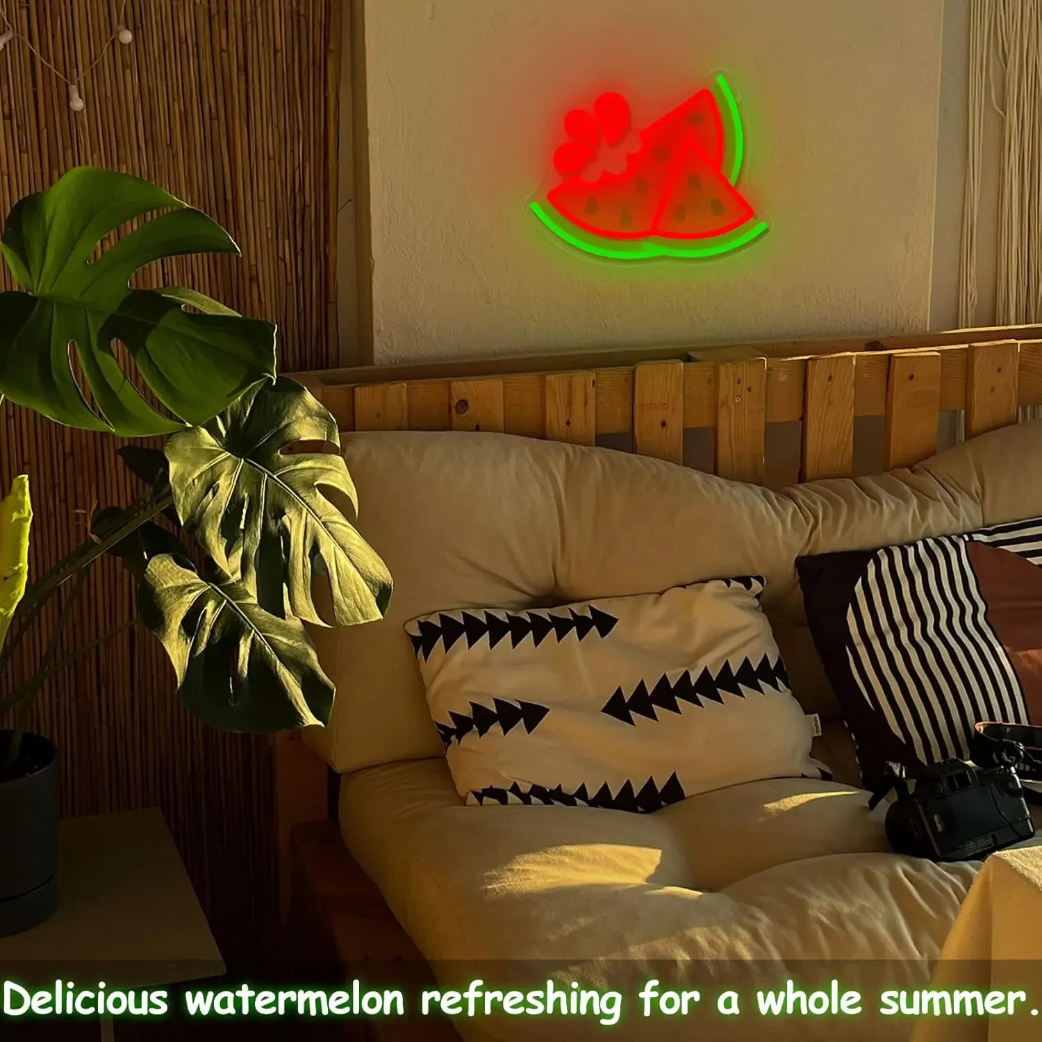 Watermelon Slice Balloons Neon Sign LED Wall Art USB Powered Fruit Decor Kitchen Cafe Storefront Novelty Gift Hanging Light