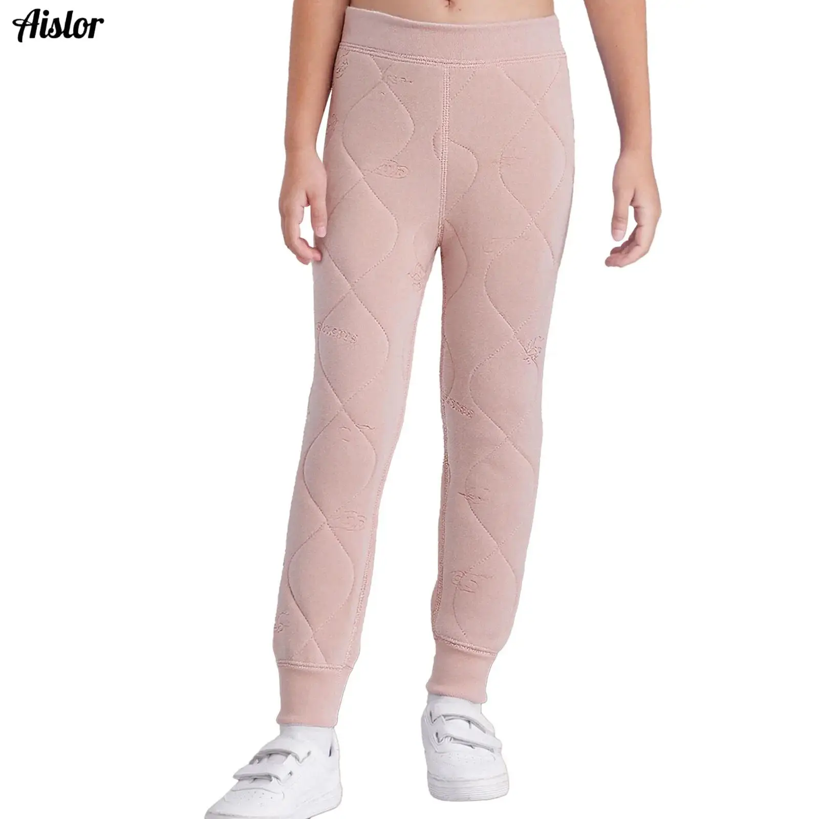 

Kids Girls Thick Padded Pants Winter Warm Thermal Underwear Nightwear Homerwear Elastic Waistband Leggings Pants Casual Clothing