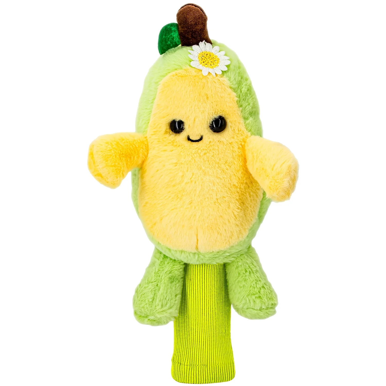 1pc Fairway Size Plush Avocado Golf Club Head Cover, Cute Cartoon Avocado Shape with Daisy Decoration,Ideal Gift