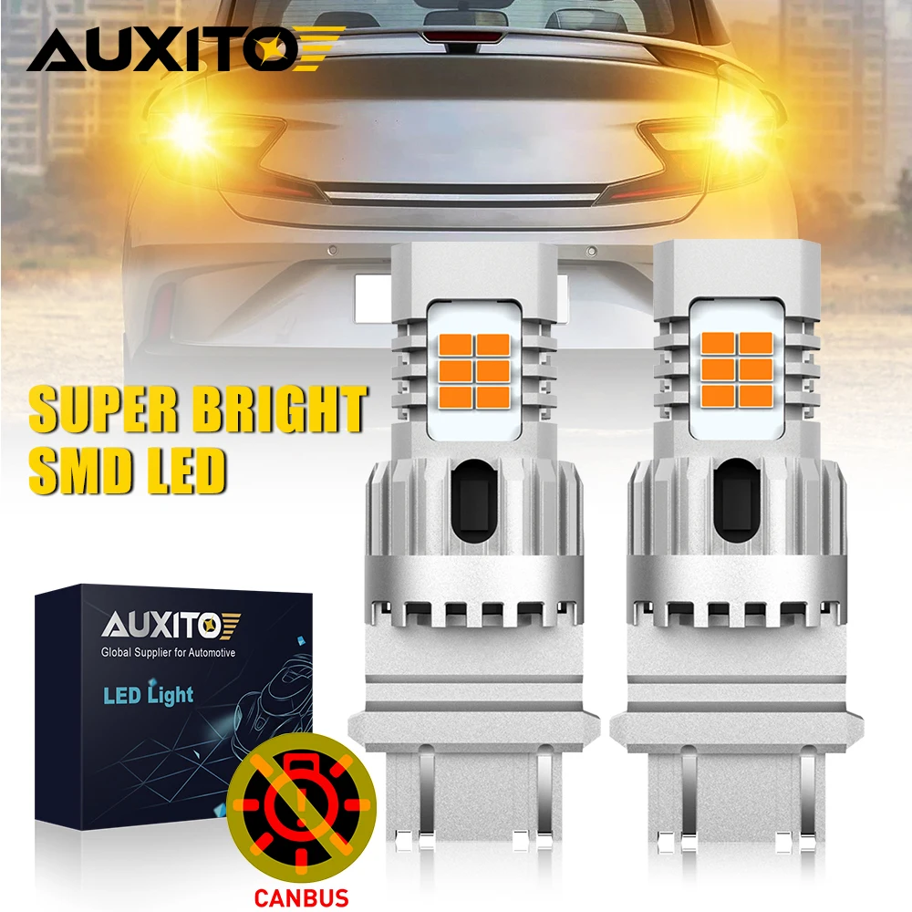 

AUXITO 2Pcs Canbus 3157 LED Car Bulb Amber Yellow Turn Signal Lights Hyperflash P27/7W 3057 T20 7440 W21W 1156 BA15S P21W LED