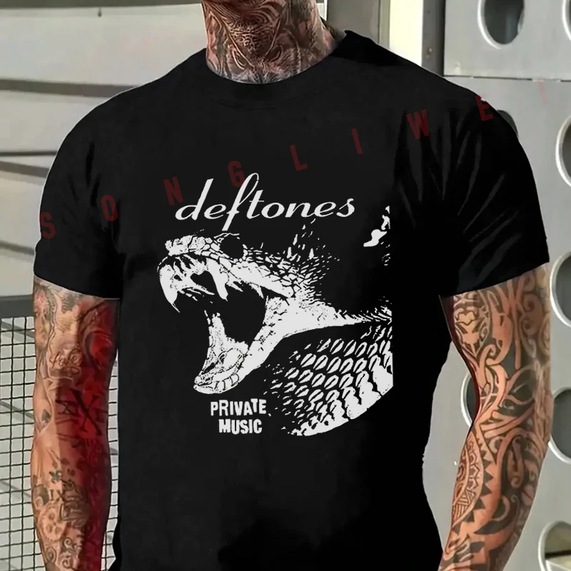 

D Eftones Private Music Snake Graphic Motorcycle T-Shirt Men's Summer Casual Fashion Short Sleeve Tshirt Tops Tee