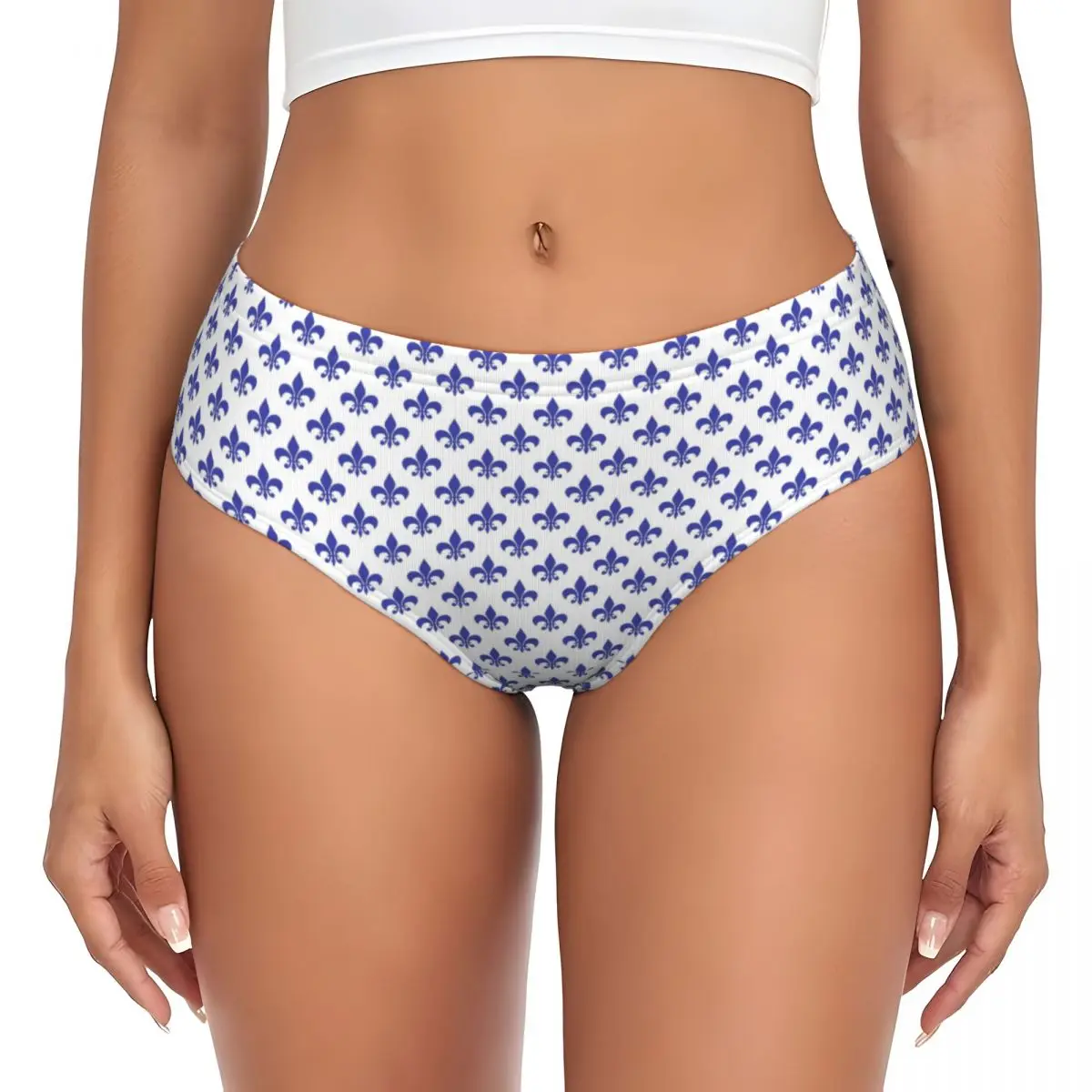 

Custom Women Elegant Fleur-de-lis Pattern Brief Panties Female Soft Underwear Underpants