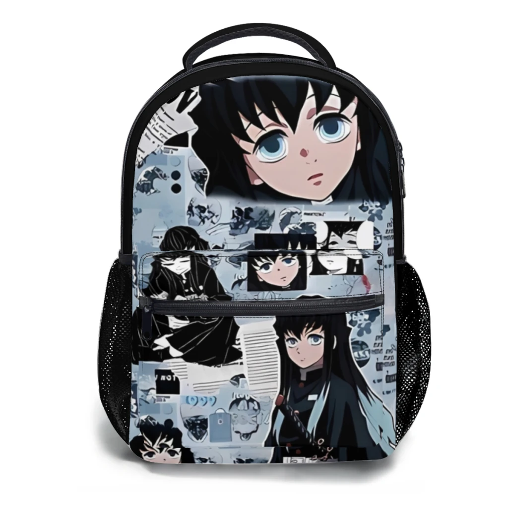 Mochila escolar Muichiro Tokitou para niños, mochila de estudiante de gran capacidad, mochila de estudiante de secundaria de dibujos animados, 17 pulgadas