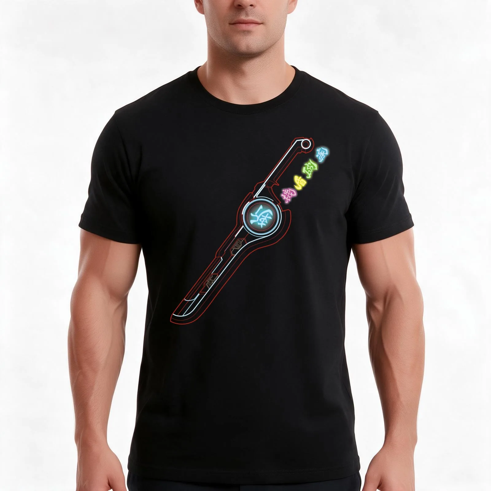 Xenoblade Monado T-Shirt, Summer Casual Cotton Tee, Oversized Streetwear Tops, Vintage Graphic Print, Loose Fit Short Sleeve