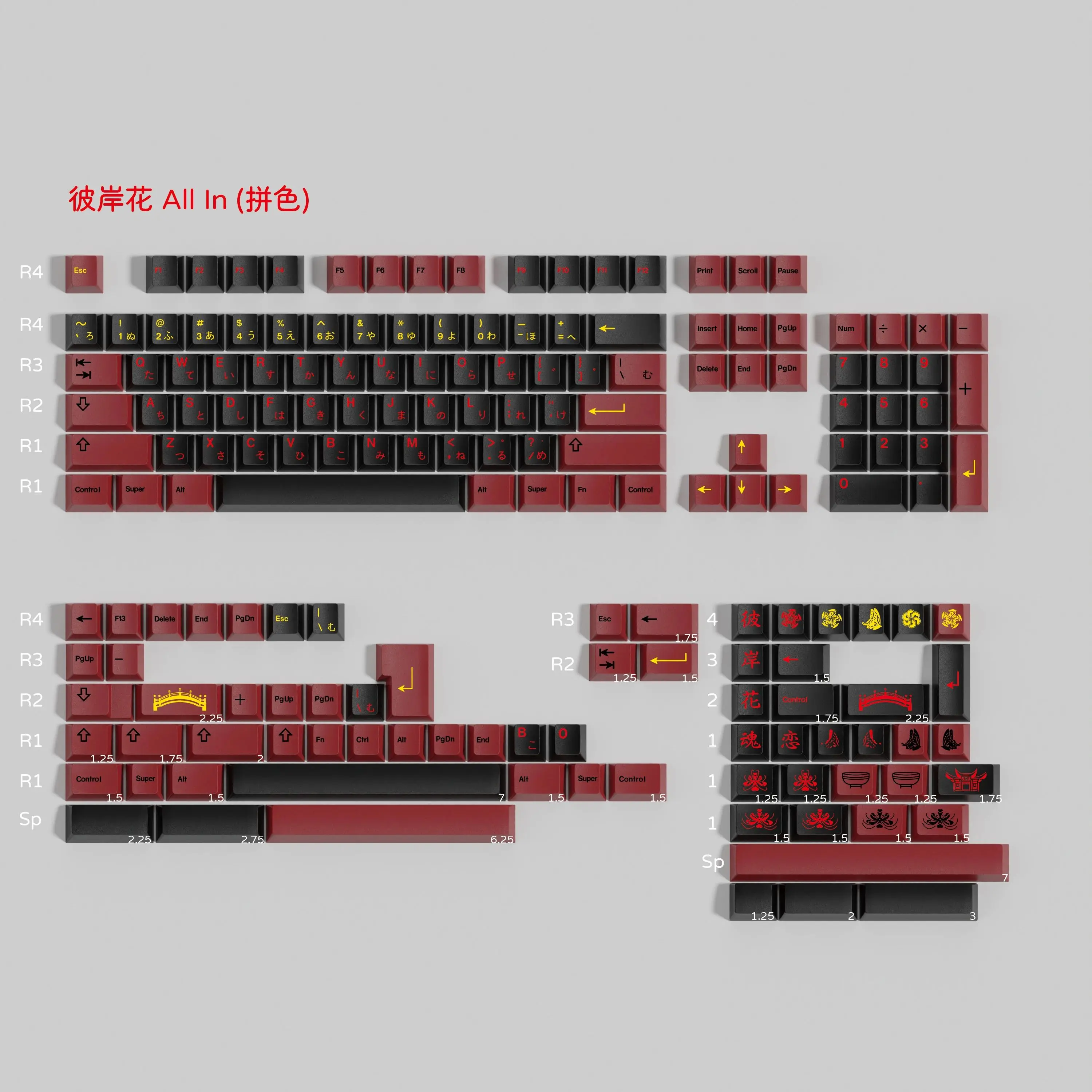 PBT Keycap GMK Higanbana Keycaps Cherry Profile Dye-Sub Key Cap English For MX Mechanical Keyboard GH60 61 64 68 75 84 96 980