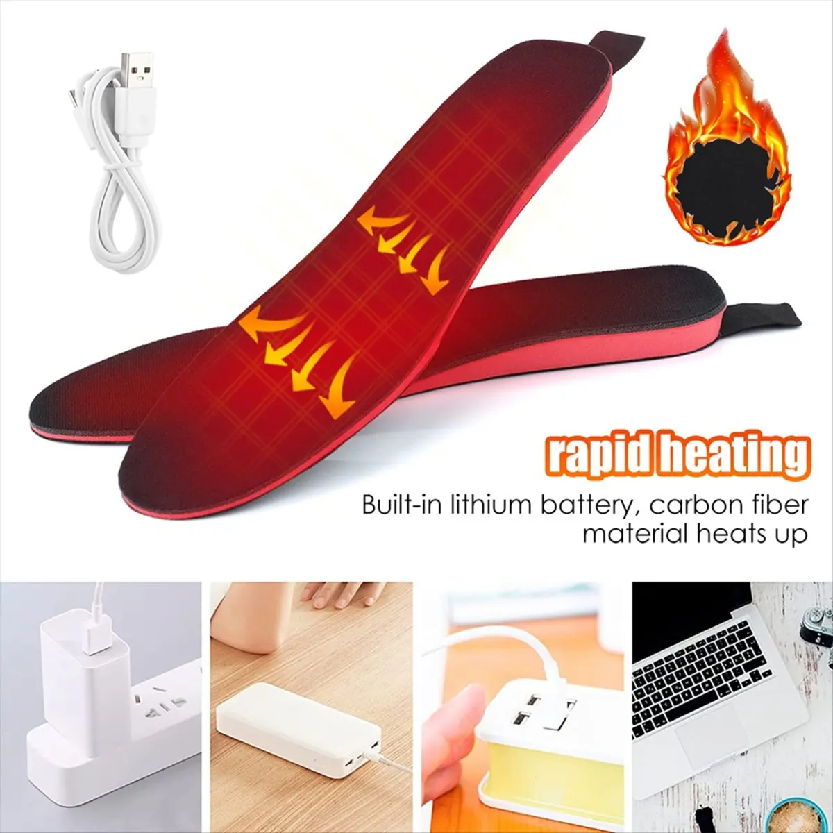 

Эксклюзивные умные стельки с подогревом, грелки для ног с контролем температуры, стельки с электрическим подогревом, термостельки большого размера A