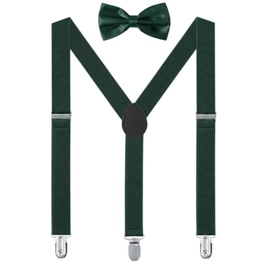 Men's Adjustable Elastic Bow Tie and Suspenders Set