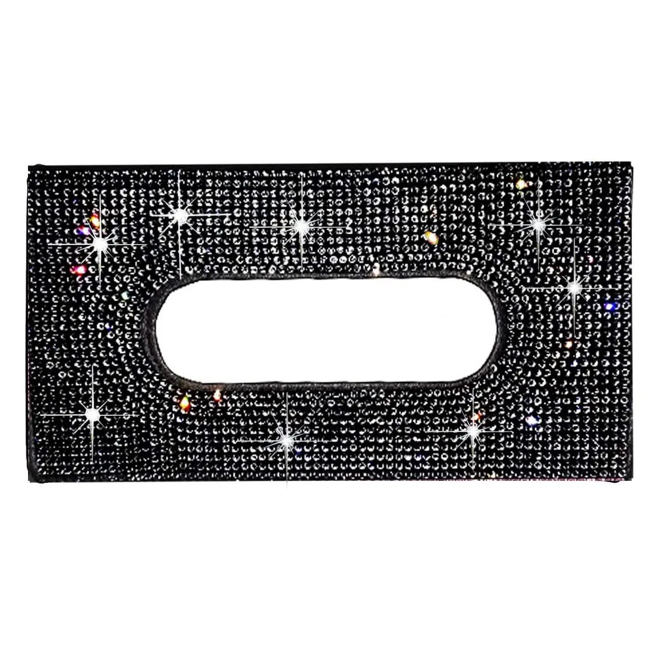 Car Visor Tissue Holder Mask Holder Tissue Box PU Leather Crystals Seatback Tissue Case for Women, Black