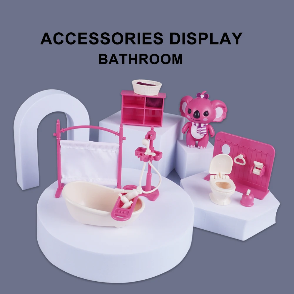 3D 골판지 퍼즐 코알라 욕실 인형 집 1:12 미니 세면대 욕조 모델 성능 장난감 미니어처 가구 선물