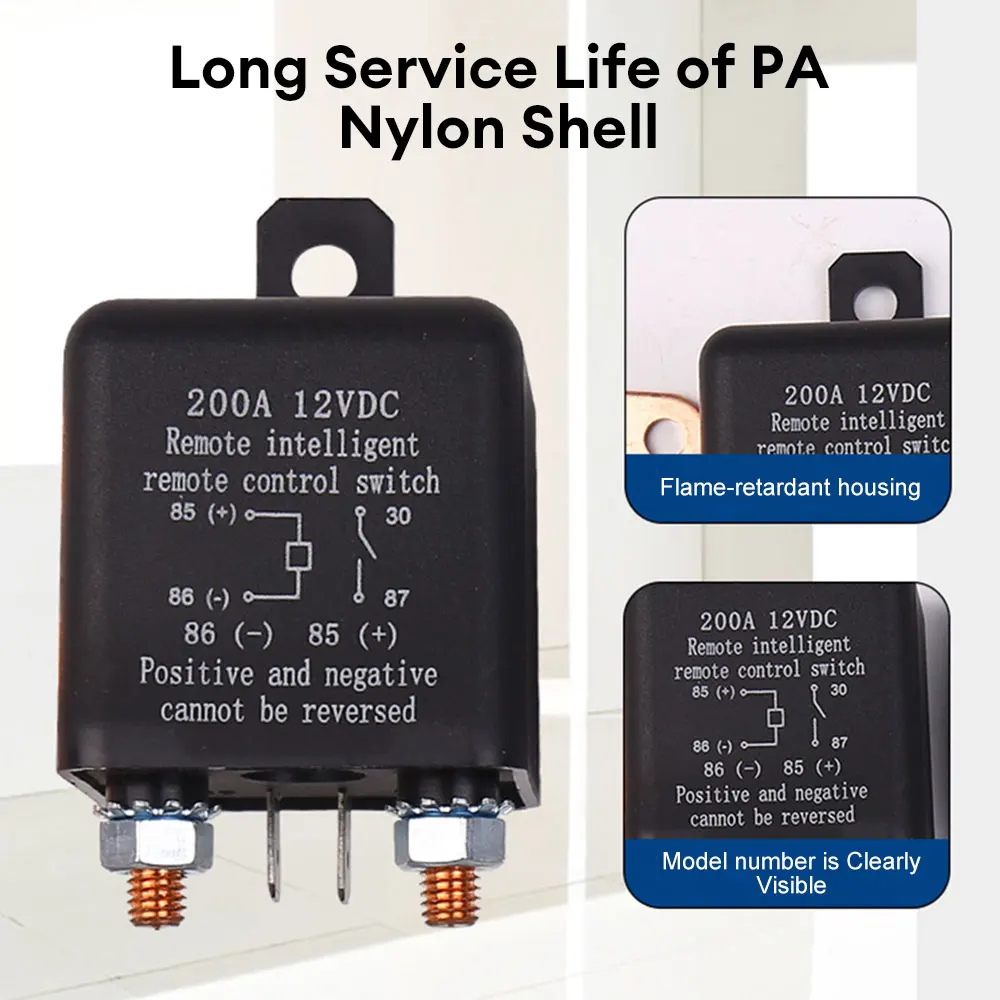 12V 200A Battery Switch Relay Integrated Wireless Remote Control Disconnect Cut Off Isolator Master Switch Power Supply