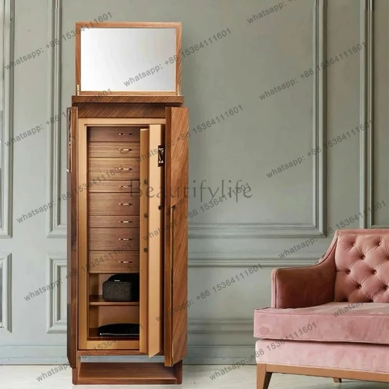 light luxury smart password fingerprint lock villa home safe high-end solid wood jewelry storage cabinet
