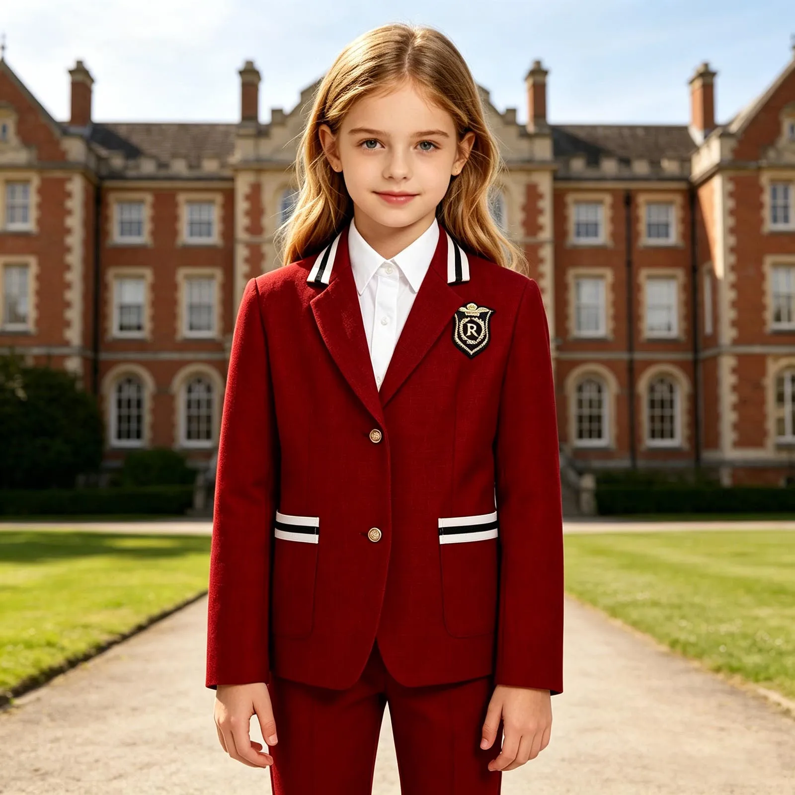 Children Preppy School Academy Uniform Blazer Boys Girls Lapel Blazer Suit Jacket Badge Lapel Coat Badge Decor Chorus Costume