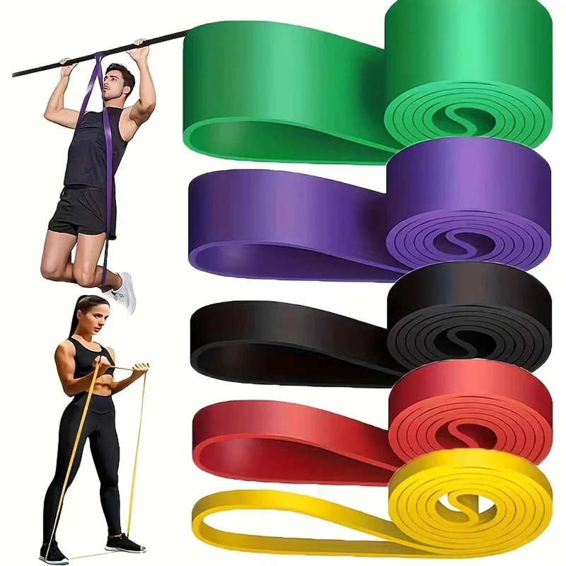 Resistance Band Heavy - ヘビーデューティーレジスタンスバンドセット 5ループ ジムエクササイズ プルアップ フィットネスワークアウト用