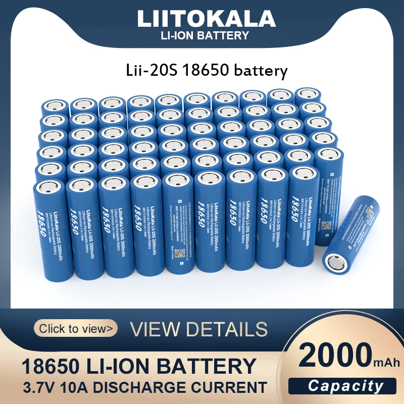 1-10PCS LiitoKala Lii-20S 18650 2000mAh 3.7V Power Rechargeable Lithium Battery for Electric Tools