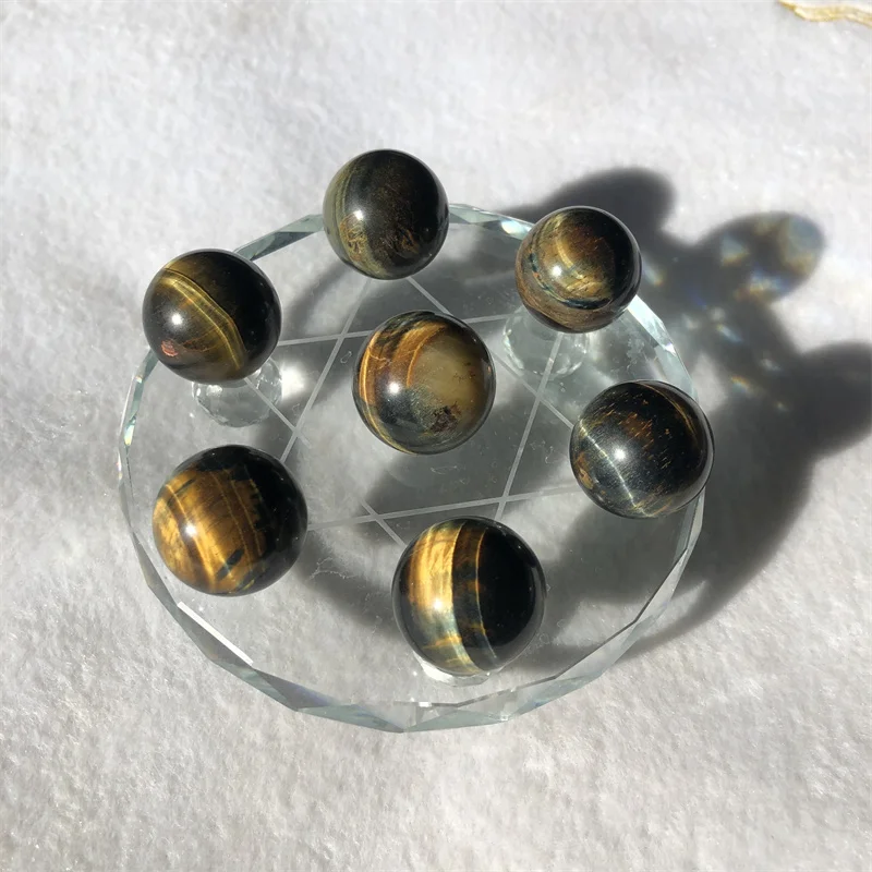 Natural Crystal Chakra Stone quartz ball Blue Tiger Eye With Gift Chakra Sphere Seven Star Array