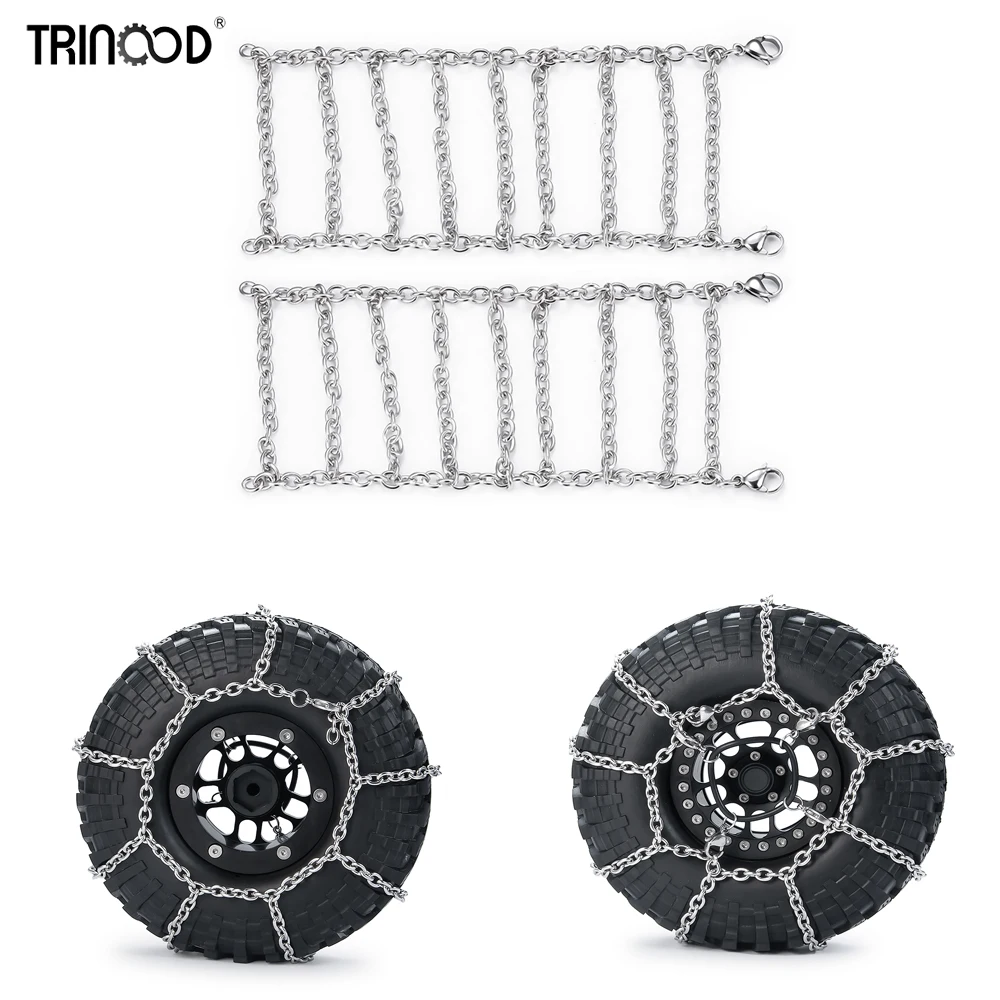 

TRINOOD 64mm/114mm/120mm/130mm Metal Wheel Tires Snow Chain for 1/18 TRX4-M 1/10 TRX4 RC Crawler Car Truck Modified Parts