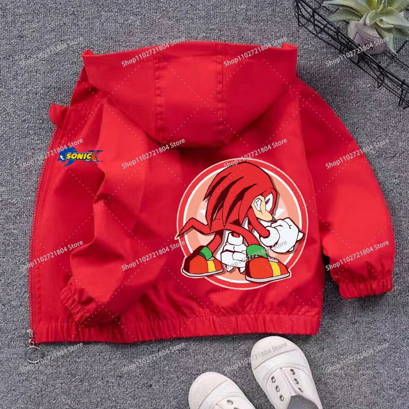 Anime Fashion Waterproof Jackets for Students Sonics Cartoon Printed Cute Coats Boys Girls Autumn Winter Hip Hop Zipper Coat