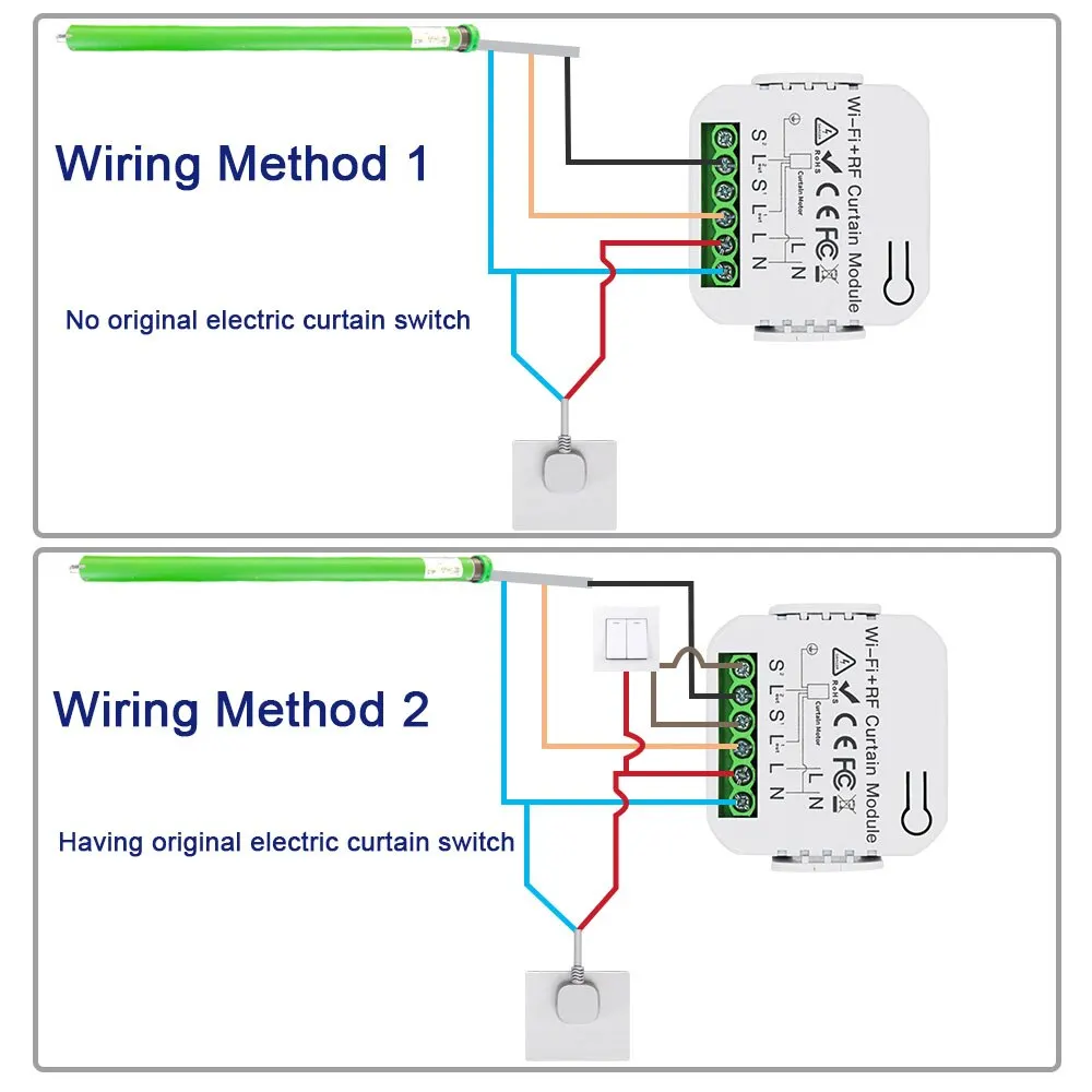 Tuya WiFi Smart Curtain Switch Module with RF433 Remote Control Connect Roller Shutters Blinds Motor Switch for Alexa Google