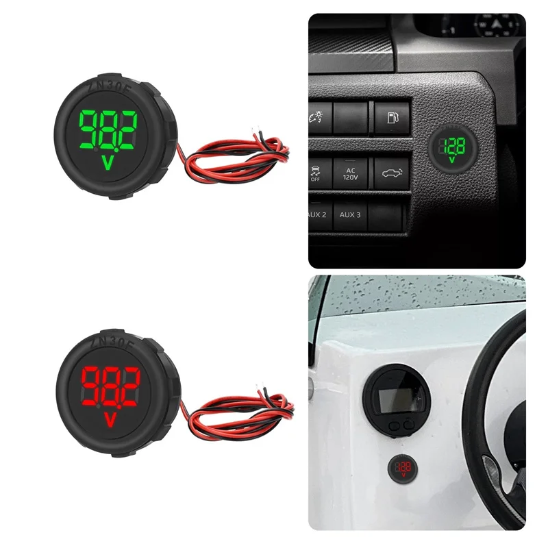 DC 4-100V LED Digital Display Circular Two-wire Voltmeter DC Digital Voltmeter Head Display Reverse Connection Protection