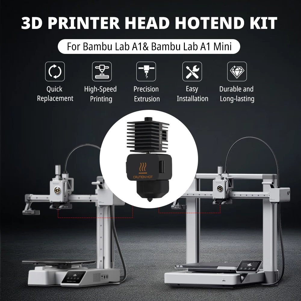 Hotend-Kit für Bambu Lab A1/A1 Mini High Flow 0,2/0,4/0,6/0,8 mm Düsen aus gehärtetem Stahl, Schnellwechsel-Hot-End-Baugruppe, Ersatzteil – Detail 2