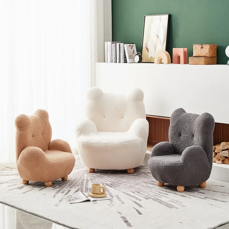 Children's Sofa Chair Baby Reading Corner Sofa Home Cute Animal Lamb Velvet Sofa Stool Cartoon Boy Girl