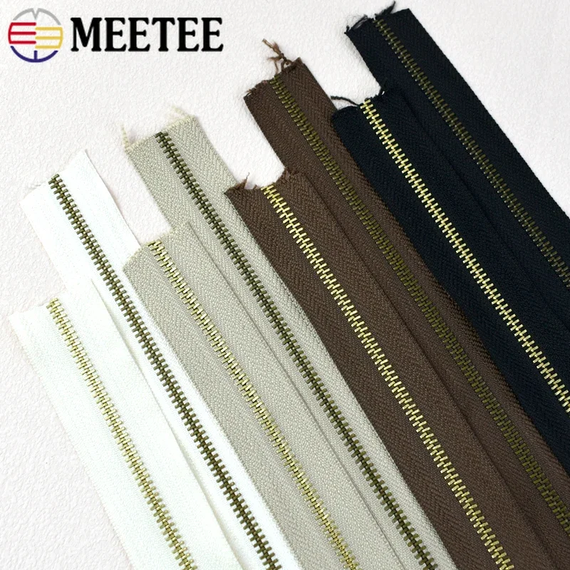 1-5M 5# Meetee Metal Zipper Sewing Zippers Closure Bronze Zip for Clothes Zips By The Meter Bag Jacket Repair Kits Accessories