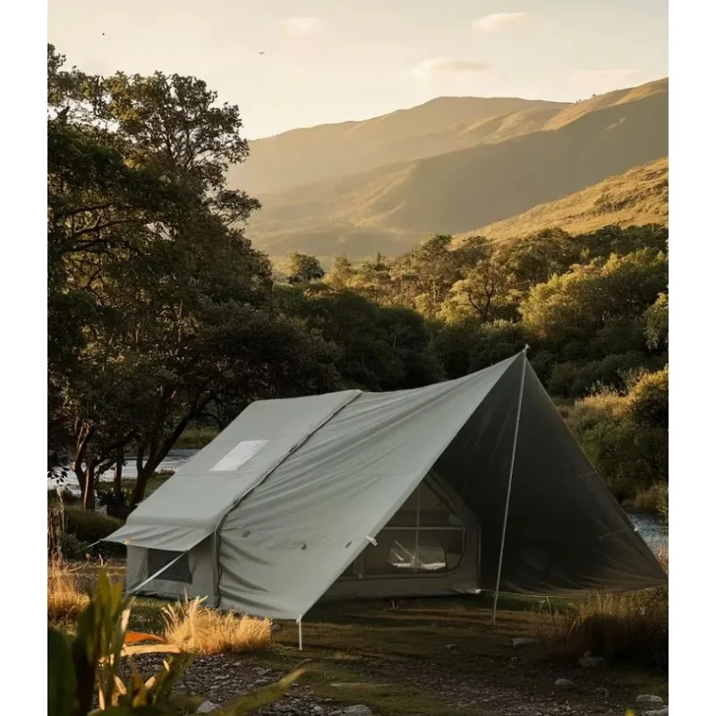 Outdoor Camping Inflatable Tent 6+6 sq ft Luxury All-Season Use Camping Overnight Large Space Rainproof Insulated