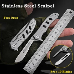 CNC Stainless Steel Quick-opening Folding Knife Utility Knife Mini Folding Keychain Scalpel EDC Courier Opening Knifves