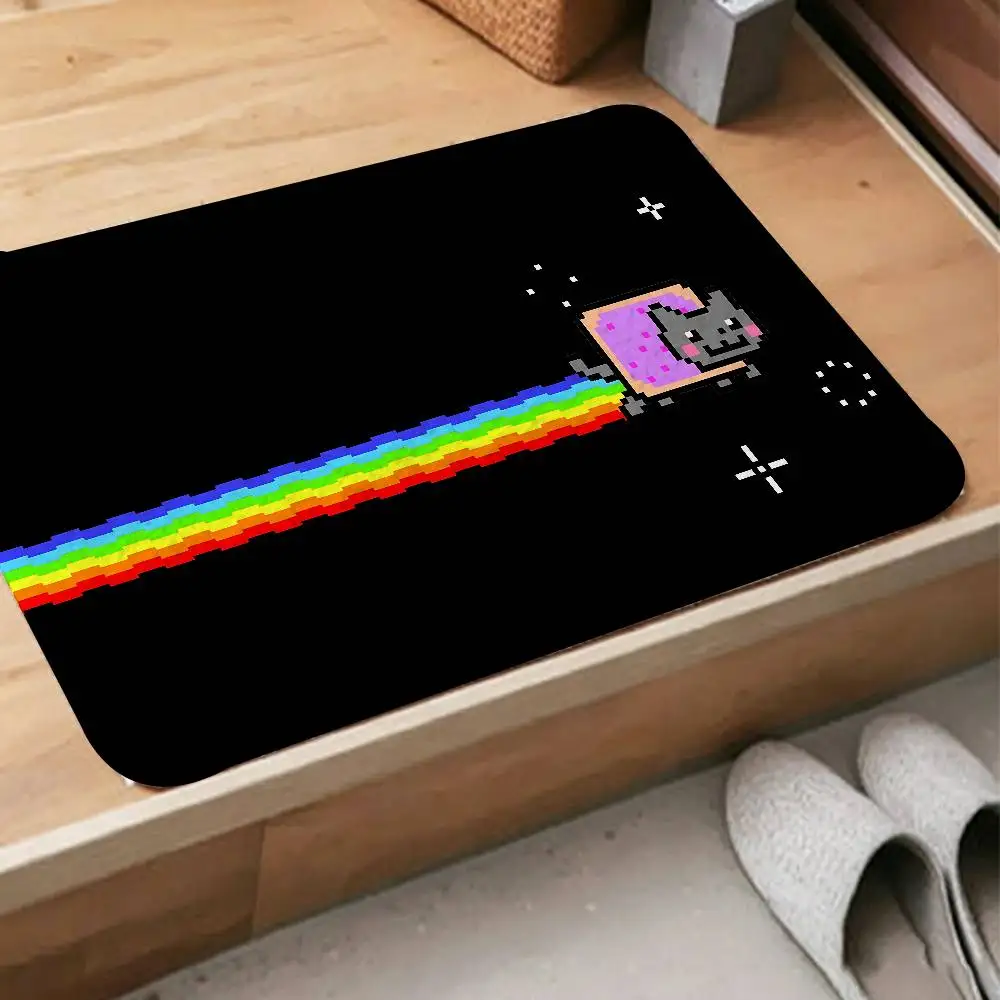 N-Nyan-Cat Minimalist Carpet Bathroom Anti-slip Mat Door Mat Home Decoration Mat Entrance Door Mat Scratch-resistant Door Mat