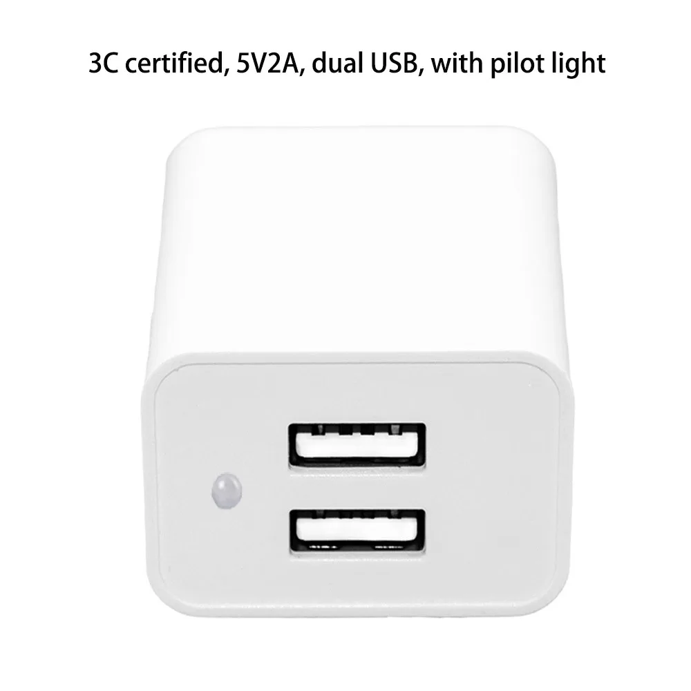 5V2A mobile phone charger 3C certified fast charge head single/double port USB charger Smart turn light power adapter