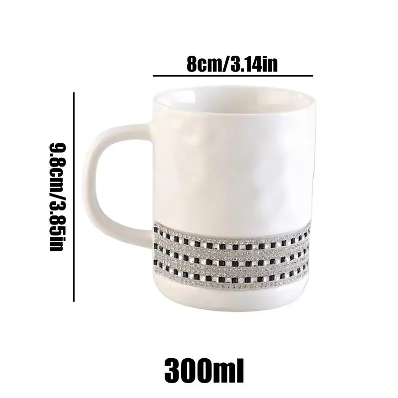 Rhinestone Mug 300ml Water Mugs For Home Ceramic Drinking Container For Juice Beer Wine Multipurpose Tea Coffee Cup