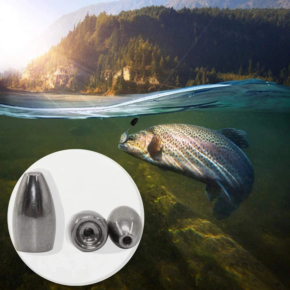 5/10 Stück Antimony Alloy Bullet Weight für Texas Rig Angelgewichte mit Kunststoffkern Carolina Rig Lure Fishing Bass Zubehör – Detail 8