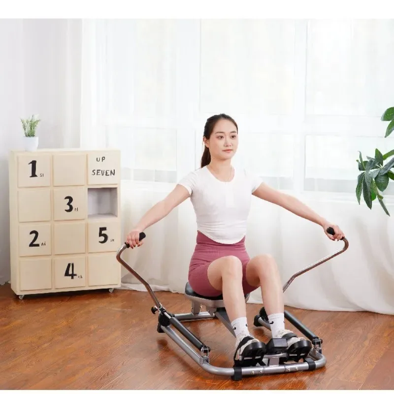 Home Folding Silent Single/Double Rod Hydraulic Rowing Machine Rowing Trainer Home Portable Fitness Equipment Parallel Bars