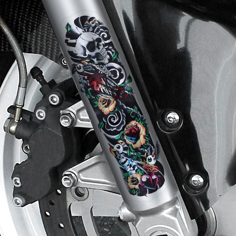 2pc Motorcycle Front Fork Skull Decals Decorate Sticker Fit for Harley Sportster Glide CBR YZF Z1000 GSXR Universal