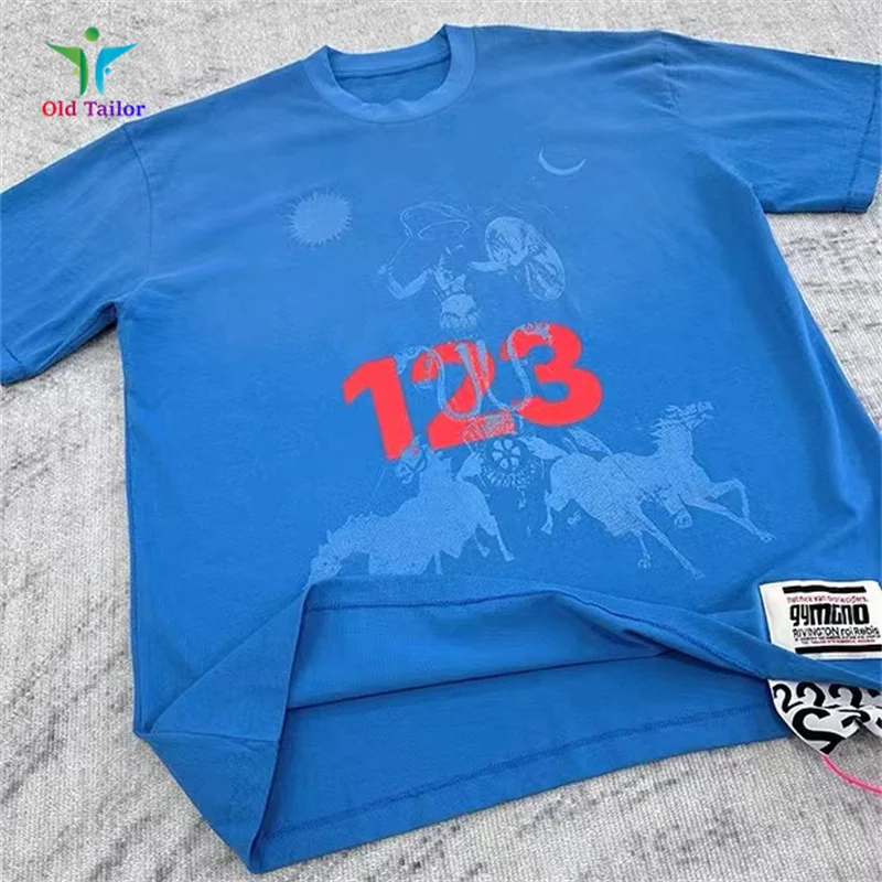 

Latest Digital Prancing Horse Logo Blue RRR123 T-shirt Best Quality Vintage Mens Womens Loose Casual Tee Short Sleeve Summer