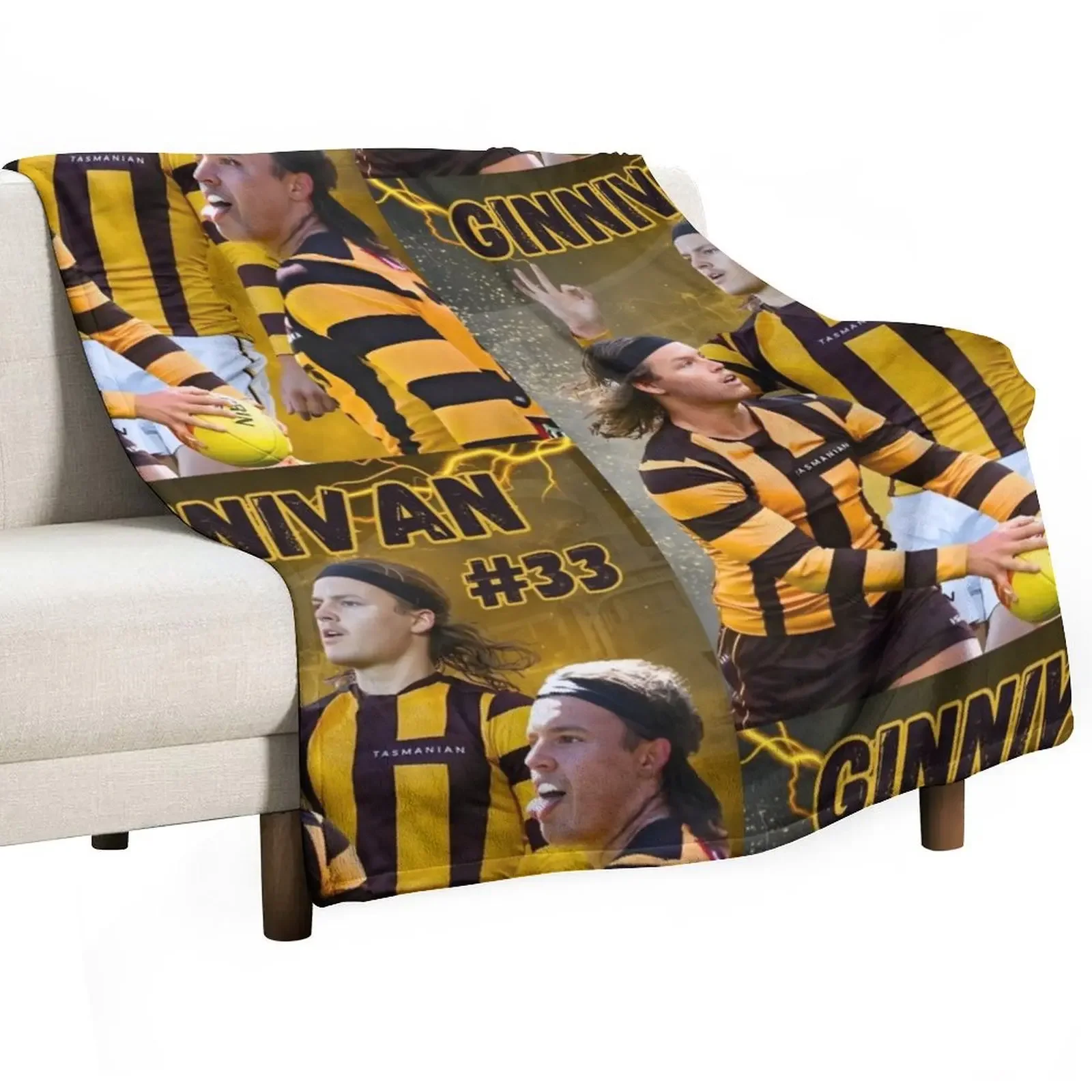

Jack Ginnivan Hawthorn Hawks AFL Footy Player Throw Blanket Soft Big Camping Blankets