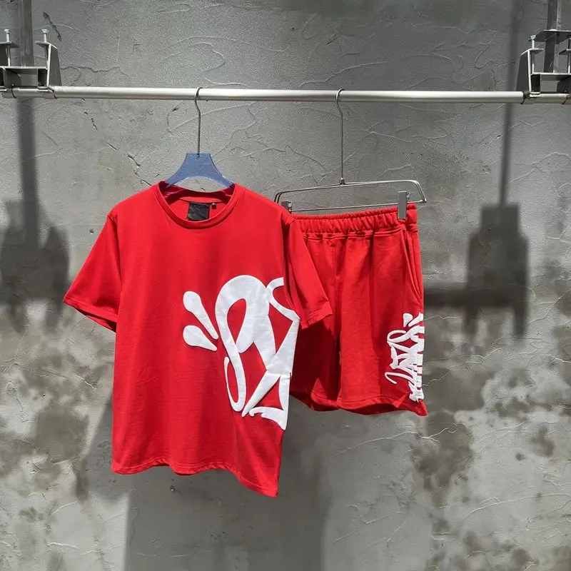 D American Cotton Print Ins Street Versátil Casual Cuello redondo Moda Pantalones cortos deportivos para hombres y adolescentes