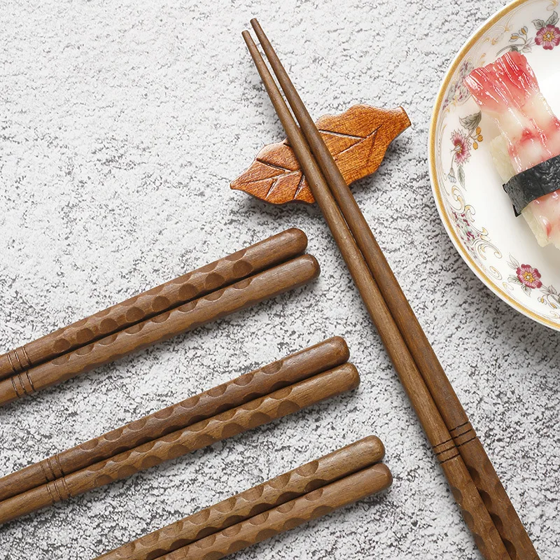 Creative Chopsticks Anti-skid Tortoise Shell Chinese Household Wooden Tableware Iron Wood Public Chopsticks High-end Solid Wood