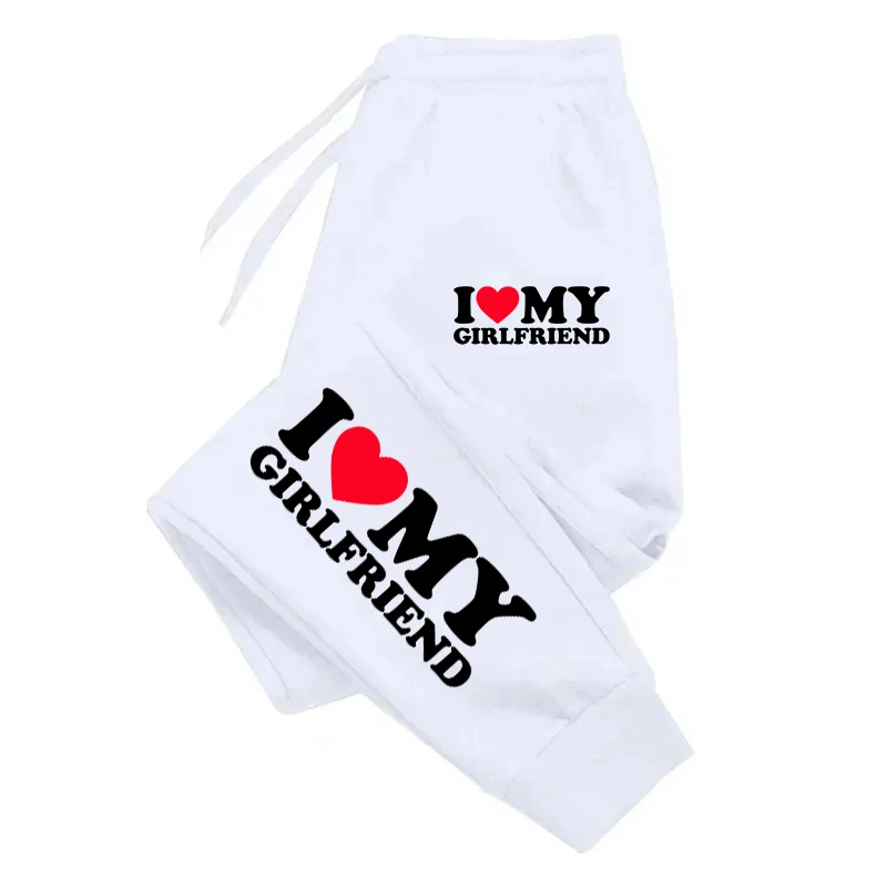

I Love My Girlfriend Printed Womens Mens Sweatpant Fitting Sport Pocket Drawstring Pant Warm Outdoor Casual Couple Trousers