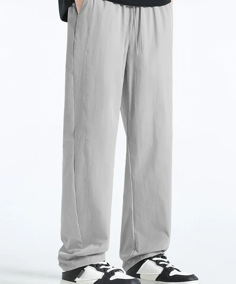 Celana Kasual Olahraga Kaki Lebar Lurus Bersirkulasi Jaring Warna Polos Tipis Musim Panas Anak Laki-laki Merek Fashion Amerika