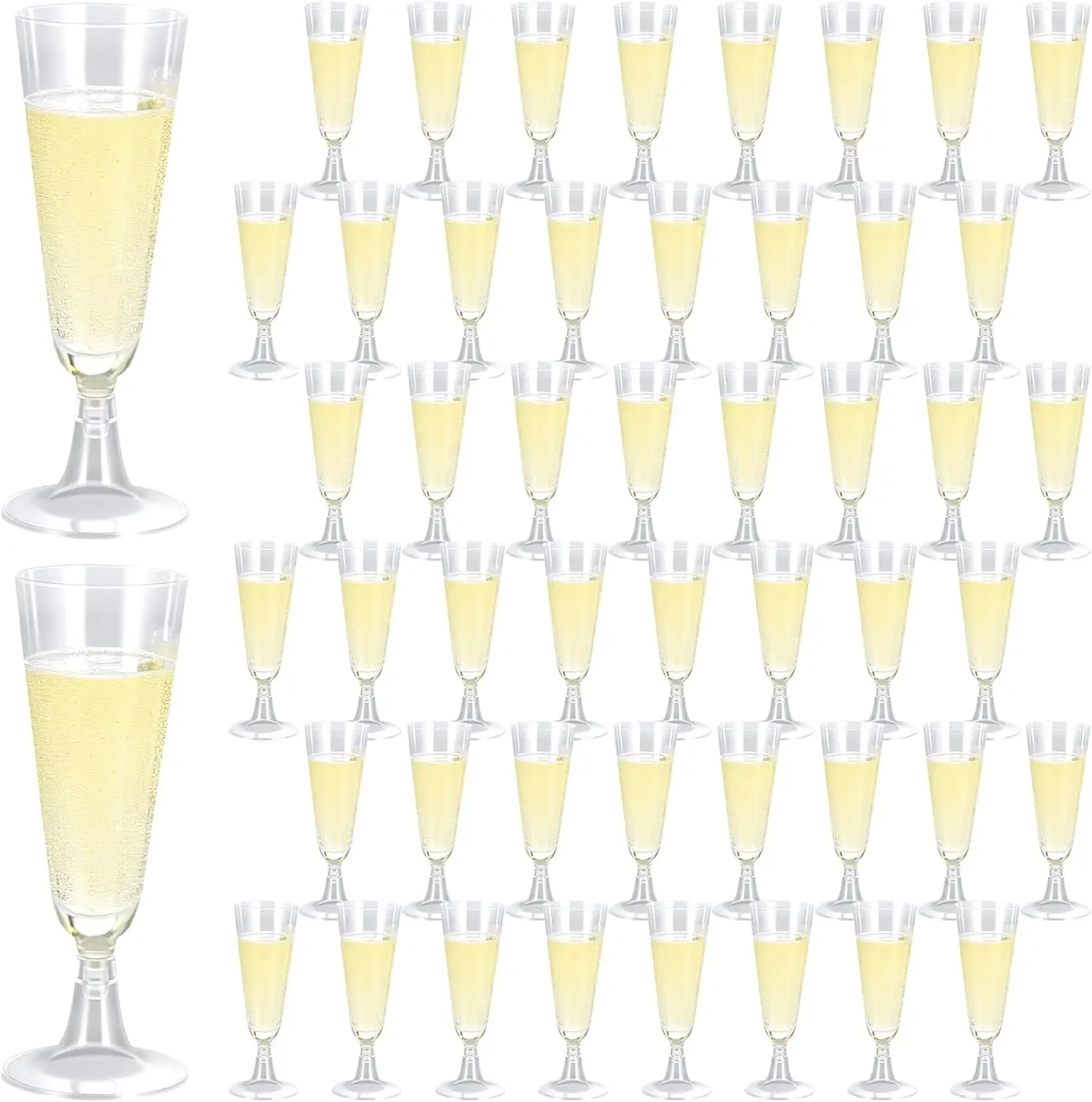 

50-Pack 4.5oz Shatterproof Plastic Champagne Flutes – BPA-Free Toasting Glasses for Weddings & Parties